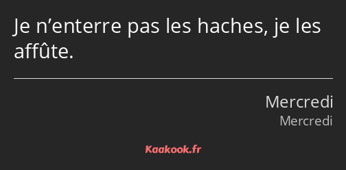 Je n’enterre pas les haches, je les affûte.