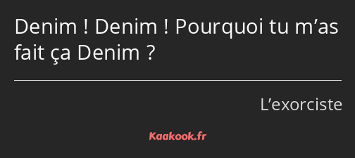 Denim ! Denim ! Pourquoi tu m’as fait ça Denim ?