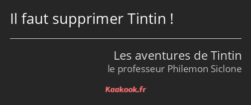 Il faut supprimer Tintin !