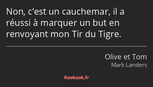 Non, c’est un cauchemar, il a réussi à marquer un but en renvoyant mon Tir du Tigre.