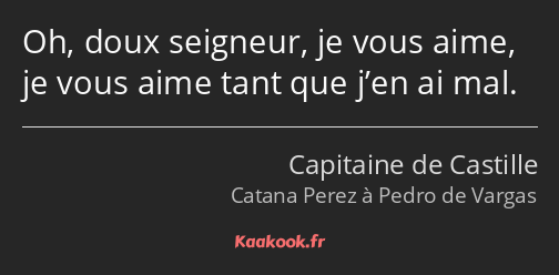 Oh, doux seigneur, je vous aime, je vous aime tant que j’en ai mal.