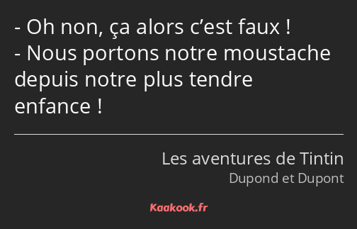 Oh non, ça alors c’est faux ! Nous portons notre moustache depuis notre plus tendre enfance !