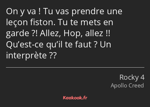 On y va ! Tu vas prendre une leçon fiston. Tu te mets en garde ?! Allez, Hop, allez !! Qu’est-ce…