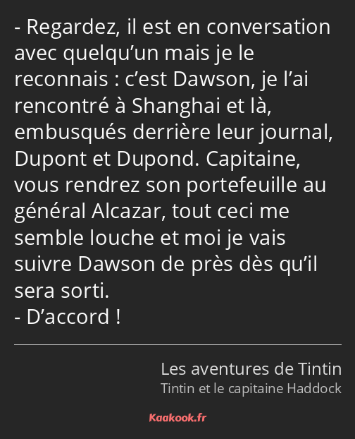 Regardez, il est en conversation avec quelqu’un mais je le reconnais : c’est Dawson, je l’ai…