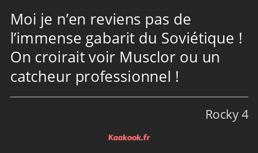 Moi je n’en reviens pas de l’immense gabarit du Soviétique ! On croirait voir Musclor ou un…