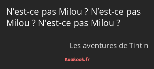 N’est-ce pas Milou ? N’est-ce pas Milou ? N’est-ce pas Milou ?