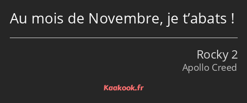 Au mois de Novembre, je t’abats !