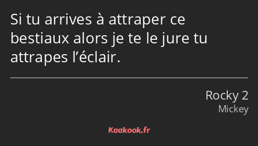 Si tu arrives à attraper ce bestiaux alors je te le jure tu attrapes l’éclair.