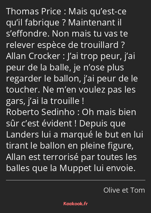 Mais qu’est-ce qu’il fabrique ? Maintenant il s’effondre. Non mais tu vas te relever espèce de…