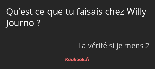 Qu’est ce que tu faisais chez Willy Journo ?