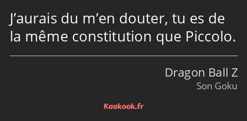 J’aurais du m’en douter, tu es de la même constitution que Piccolo.