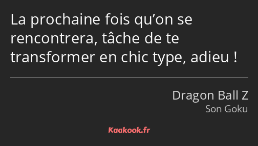 La prochaine fois qu’on se rencontrera, tâche de te transformer en chic type, adieu !