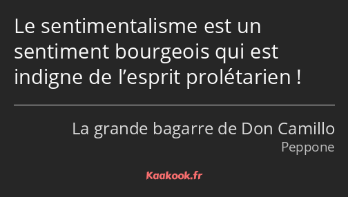 Le sentimentalisme est un sentiment bourgeois qui est indigne de l’esprit prolétarien !