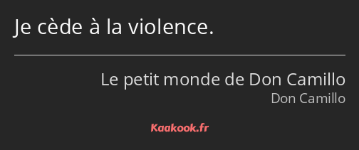 Je cède à la violence.