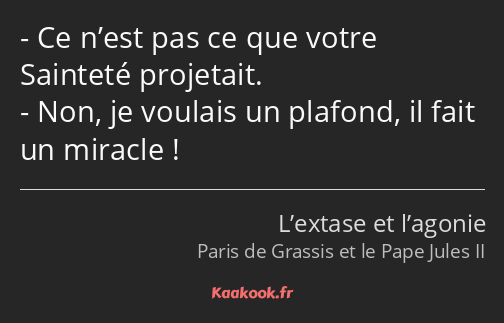 Ce n’est pas ce que votre Sainteté projetait. Non, je voulais un plafond, il fait un miracle !