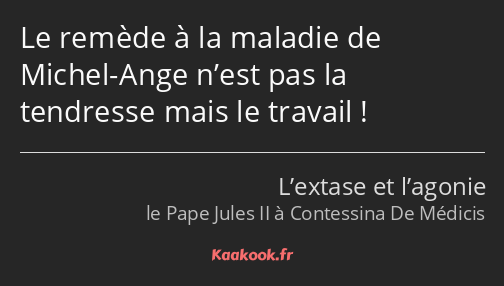 Le remède à la maladie de Michel-Ange n’est pas la tendresse mais le travail !