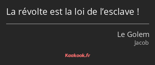 La révolte est la loi de l’esclave !