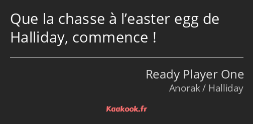 Que la chasse à l’easter egg de Halliday, commence !