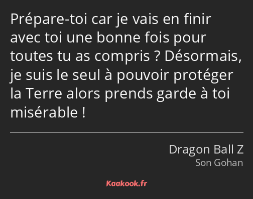 Prépare-toi car je vais en finir avec toi une bonne fois pour toutes tu as compris ? Désormais, je…