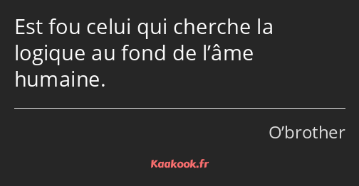 Est fou celui qui cherche la logique au fond de l’âme humaine.