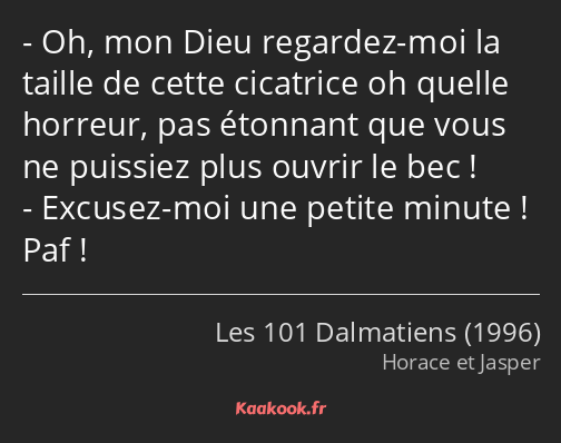 Oh, mon Dieu regardez-moi la taille de cette cicatrice oh quelle horreur, pas étonnant que vous ne…