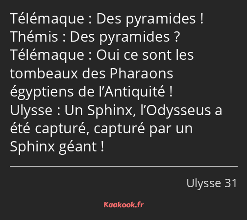 Des pyramides ! Des pyramides ? Oui ce sont les tombeaux des Pharaons égyptiens de l’Antiquité ! Un…