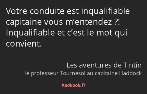 Votre conduite est inqualifiable capitaine vous m’entendez ?! Inqualifiable et c’est le mot qui…