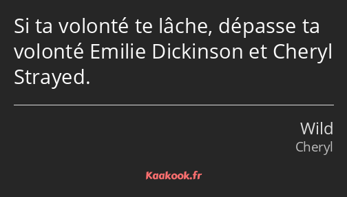 Si ta volonté te lâche, dépasse ta volonté Emilie Dickinson et Cheryl Strayed.