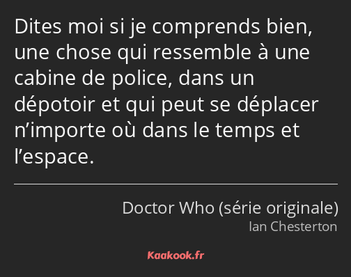 Dites moi si je comprends bien, une chose qui ressemble à une cabine de police, dans un dépotoir et…