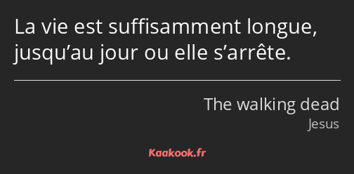 La vie est suffisamment longue, jusqu’au jour ou elle s’arrête.