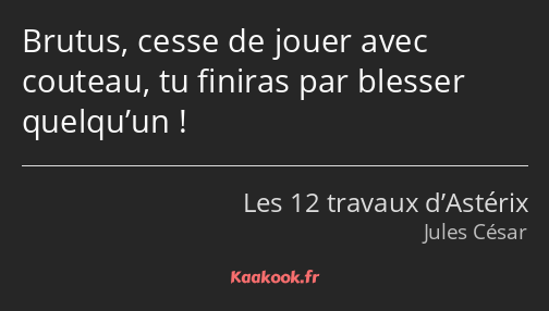 Brutus, cesse de jouer avec couteau, tu finiras par blesser quelqu’un !