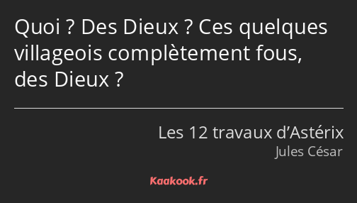 Quoi ? Des Dieux ? Ces quelques villageois complètement fous, des Dieux ?