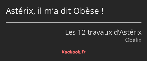 Astérix, il m’a dit Obèse !