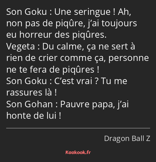 Une seringue ! Ah, non pas de piqûre, j’ai toujours eu horreur des piqûres. Du calme, ça ne sert à…