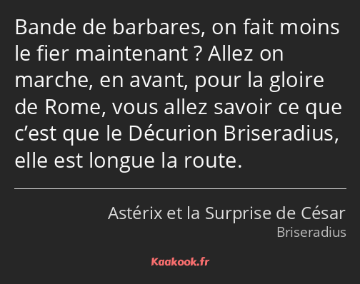 Bande de barbares, on fait moins le fier maintenant ? Allez on marche, en avant, pour la gloire de…