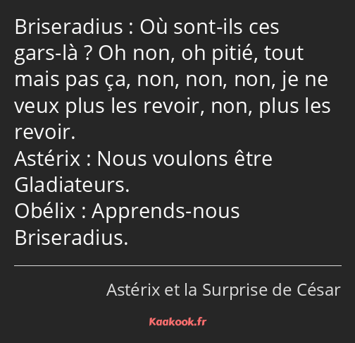 Où sont-ils ces gars-là ? Oh non, oh pitié, tout mais pas ça, non, non, non, je ne veux plus les…