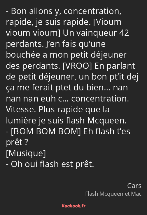 Bon allons y, concentration, rapide, je suis rapide. Un vainqueur 42 perdants. J’en fais qu’une…