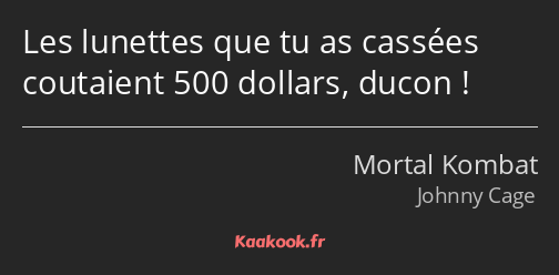 Les lunettes que tu as cassées coutaient 500 dollars, ducon !