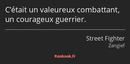 C’était un valeureux combattant, un courageux guerrier.