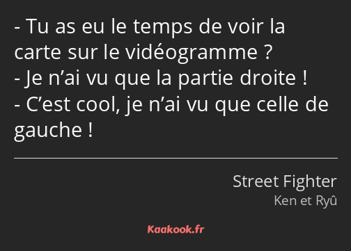 Tu as eu le temps de voir la carte sur le vidéogramme ? Je n’ai vu que la partie droite ! C’est…