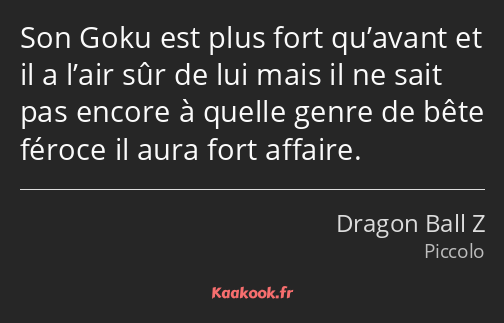 Son Goku est plus fort qu’avant et il a l’air sûr de lui mais il ne sait pas encore à quelle genre…