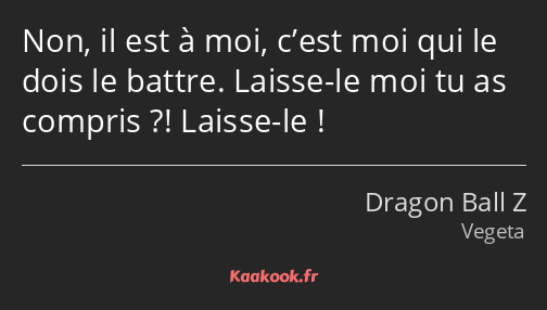 Non, il est à moi, c’est moi qui le dois le battre. Laisse-le moi tu as compris ?! Laisse-le !