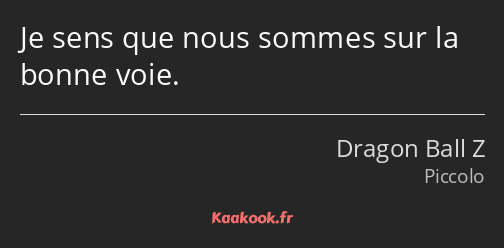 Je sens que nous sommes sur la bonne voie.