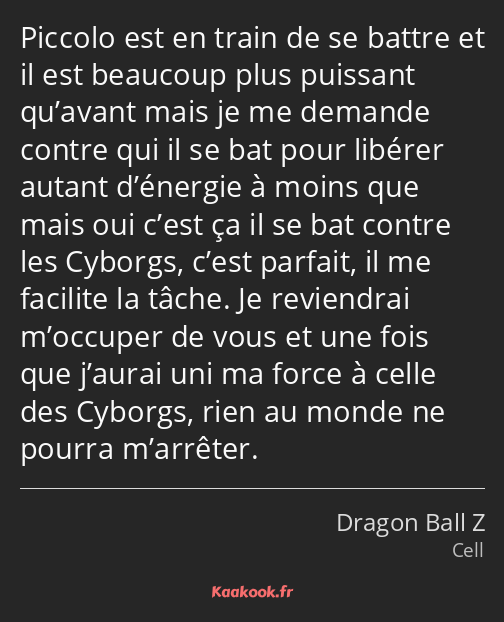 Piccolo est en train de se battre et il est beaucoup plus puissant qu’avant mais je me demande…