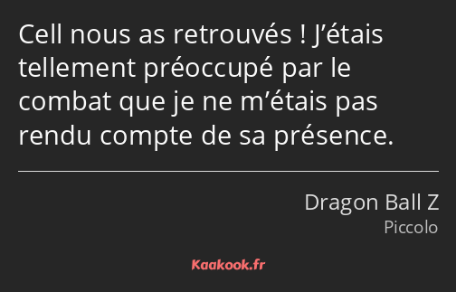 Cell nous as retrouvés ! J’étais tellement préoccupé par le combat que je ne m’étais pas rendu…