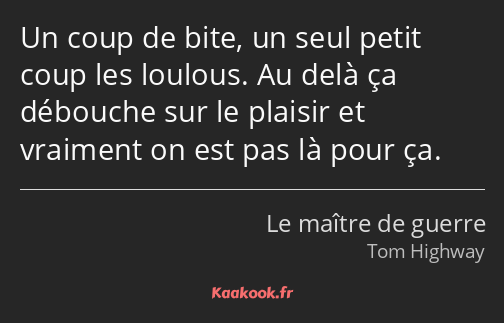 Un coup de bite, un seul petit coup les loulous. Au delà ça débouche sur le plaisir et vraiment on…