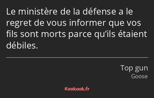 Le ministère de la défense a le regret de vous informer que vos fils sont morts parce qu’ils…