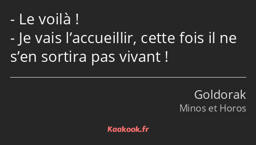 Le voilà ! Je vais l’accueillir, cette fois il ne s’en sortira pas vivant !