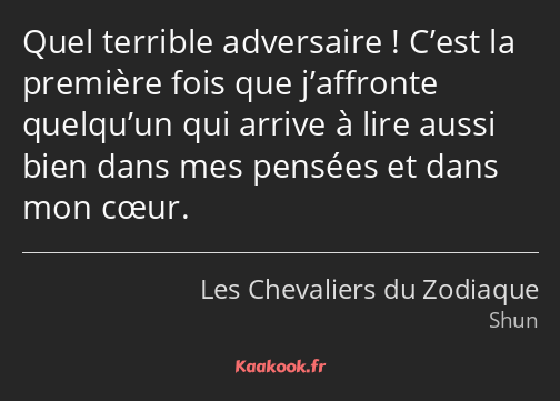Quel terrible adversaire ! C’est la première fois que j’affronte quelqu’un qui arrive à lire aussi…
