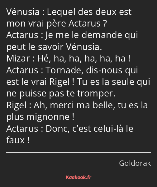 Lequel des deux est mon vrai père Actarus ? Je me le demande qui peut le savoir Vénusia. Hé, ha, ha…